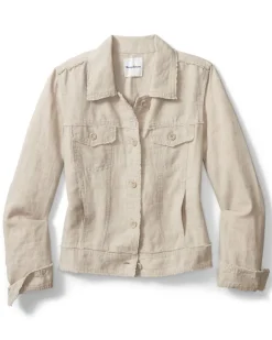 Women Tommy Bahama Jackets<Two Palms Linen Raw-Edge Jacket
