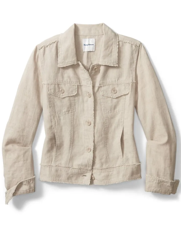 Women Tommy Bahama Jackets<Two Palms Linen Raw-Edge Jacket