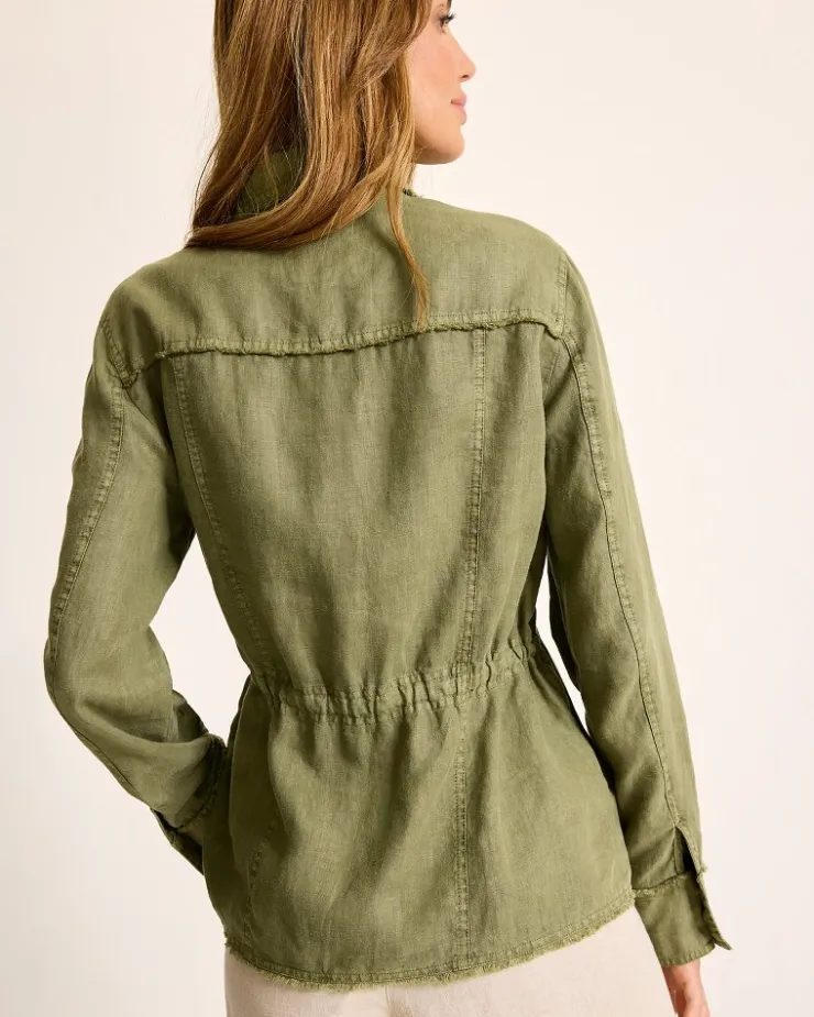 Women Tommy Bahama Jackets<Two Palms Linen Raw-Edge Utility Jacket