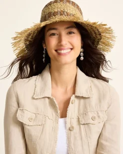 Women Tommy Bahama Hats & Caps<Waverly Frayed Edge Raffia Sun Hat