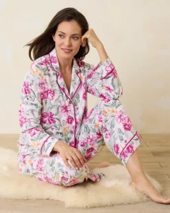 Women Tommy Bahama Sleepwear<Woven Sateen Long Sleeve & Pants Pajama Set
