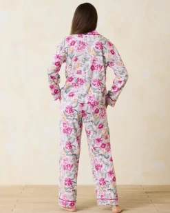 Women Tommy Bahama Sleepwear<Woven Sateen Long Sleeve & Pants Pajama Set
