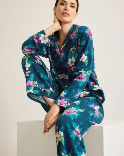 Women Tommy Bahama Sleepwear<Woven Sateen Long Sleeve & Pants Pajama Set